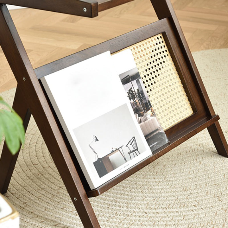 Modernistic Rectangular Accent Side Table Wood and Glass Side Table