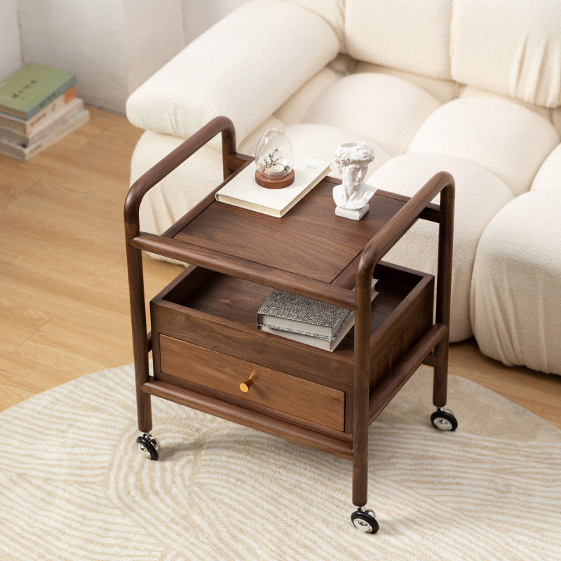 Modernistic Corner Table with Storage Rectangular Double Tier Living Room End Table