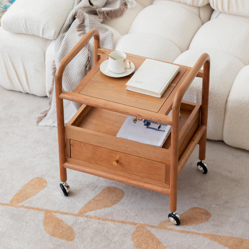 Modernistic Corner Table with Storage Rectangular Double Tier Living Room End Table