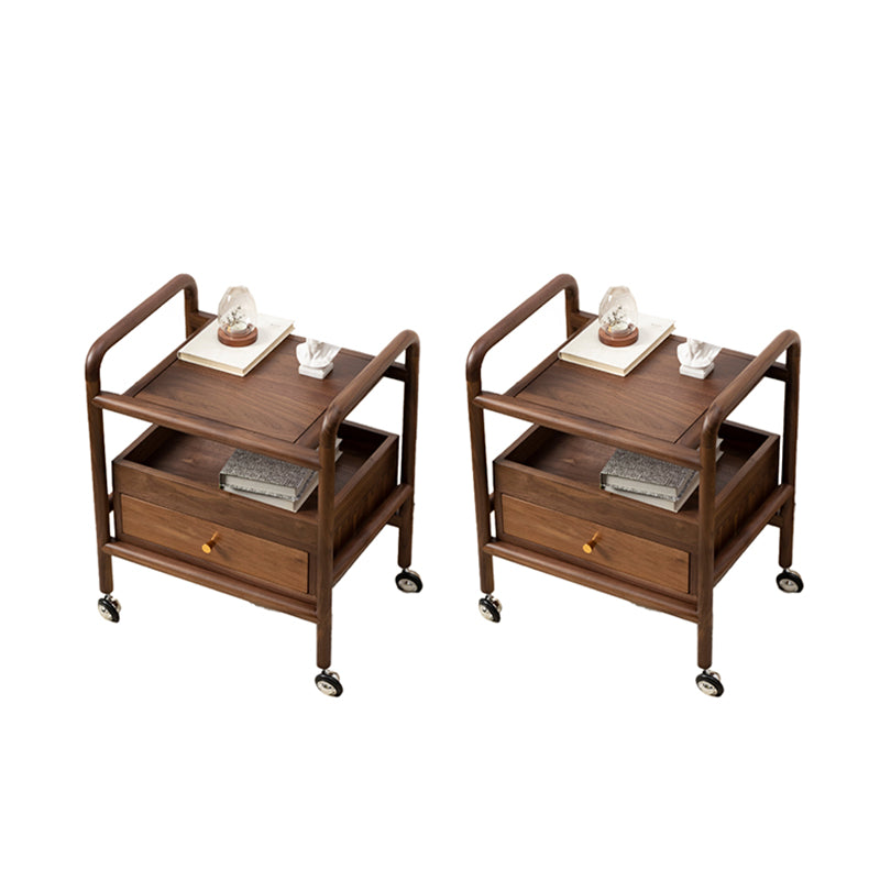 Modernistic Corner Table with Storage Rectangular Double Tier Living Room End Table
