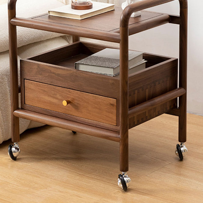 Modernistic Corner Table with Storage Rectangular Double Tier Living Room End Table