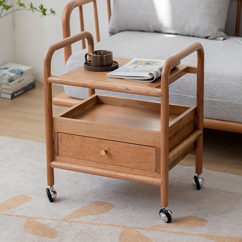 Modernistic Corner Table with Storage Rectangular Double Tier Living Room End Table