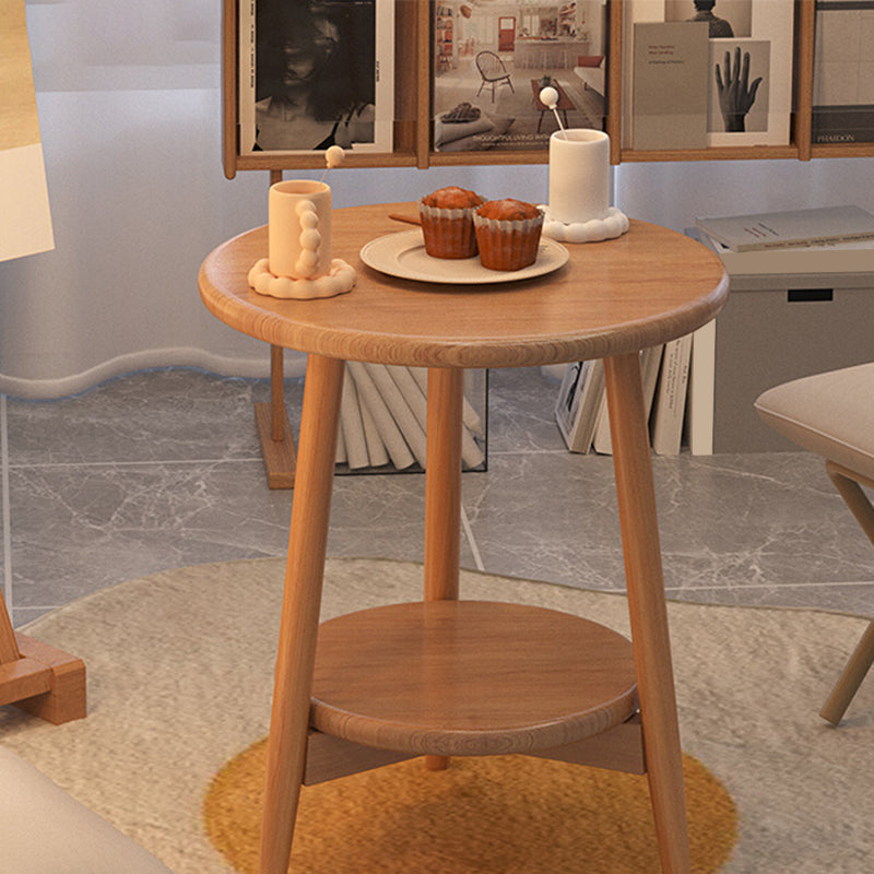 Modernistic Corner Table with Storage Round Double Tier Living Room End Table