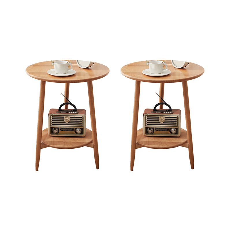 Modernistic Corner Table with Storage Round Double Tier Living Room End Table