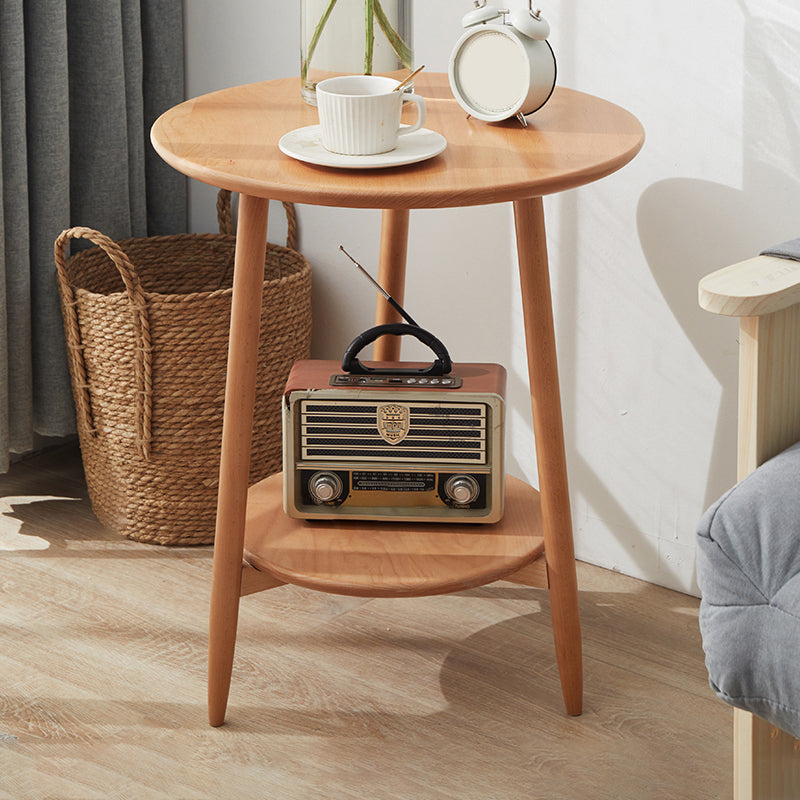 Modernistic Corner Table with Storage Round Double Tier Living Room End Table