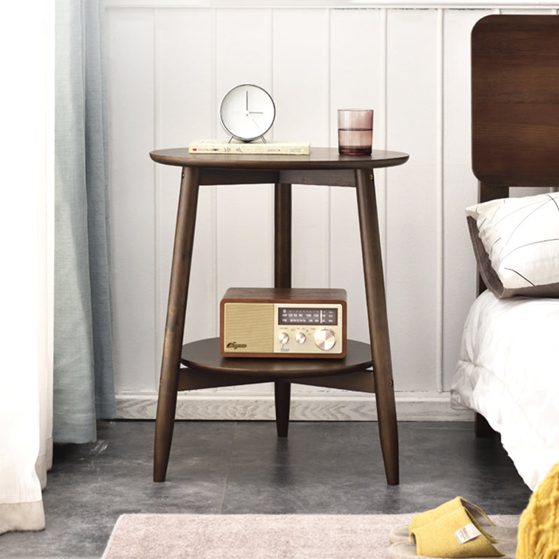 Modernistic Corner Table with Storage Round Double Tier Living Room End Table