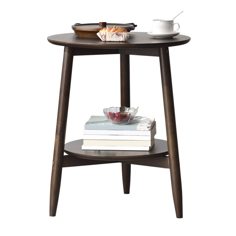 Modernistic Corner Table with Storage Round Double Tier Living Room End Table