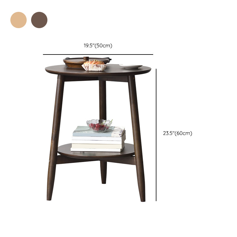 Modernistic Corner Table with Storage Round Double Tier Living Room End Table