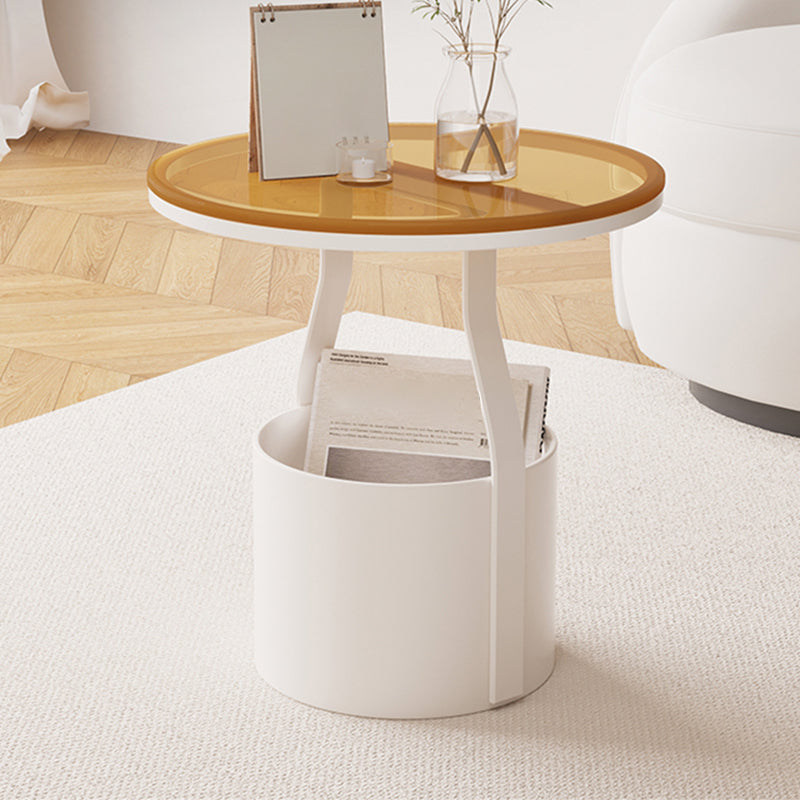 Modern 19.68-inch Tall Metal Abstract Side Table Round Top End Table with Storage