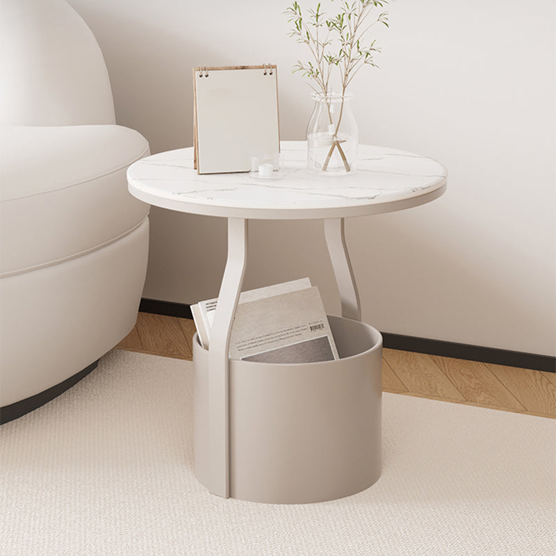 Modern 19.68-inch Tall Metal Abstract Side Table Round Top End Table with Storage