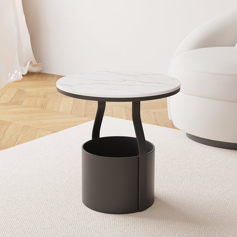 Modern 19.68-inch Tall Metal Abstract Side Table Round Top End Table with Storage