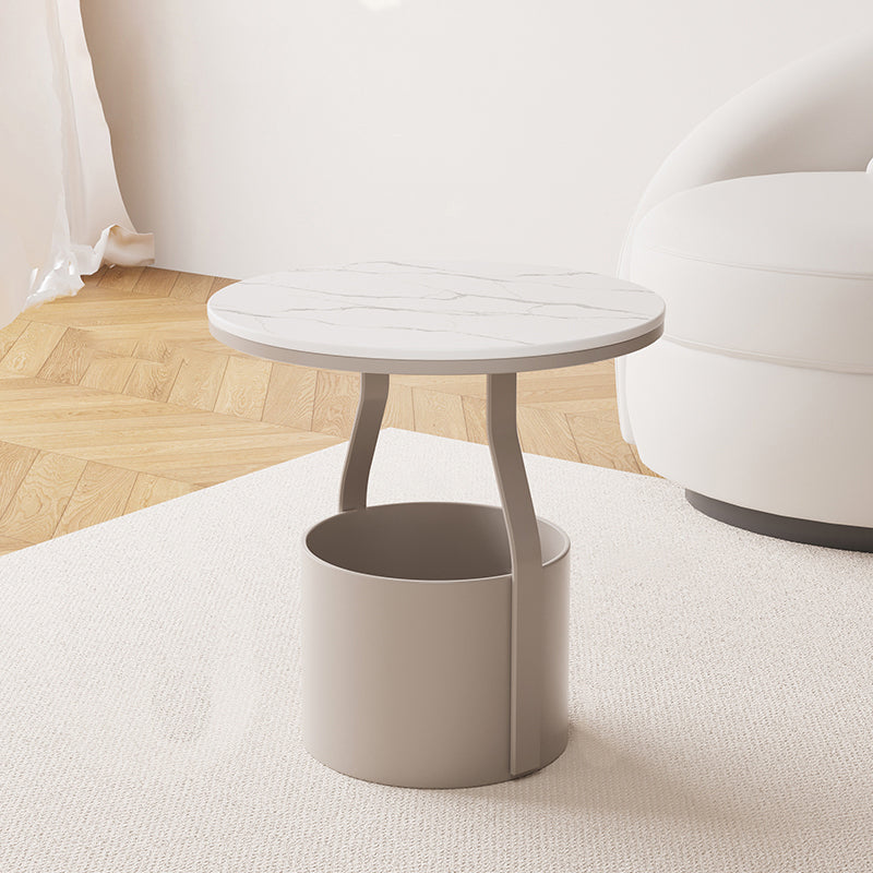 Modern 19.68-inch Tall Metal Abstract Side Table Round Top End Table with Storage