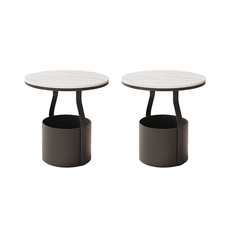 Modern 19.68-inch Tall Metal Abstract Side Table Round Top End Table with Storage