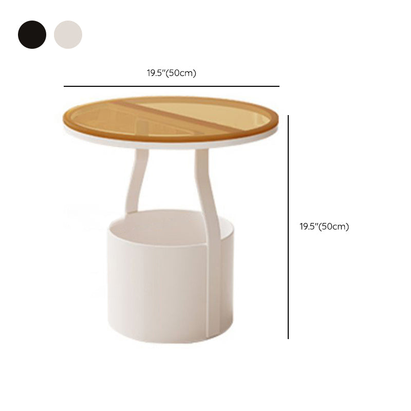Modern 19.68-inch Tall Metal Abstract Side Table Round Top End Table with Storage