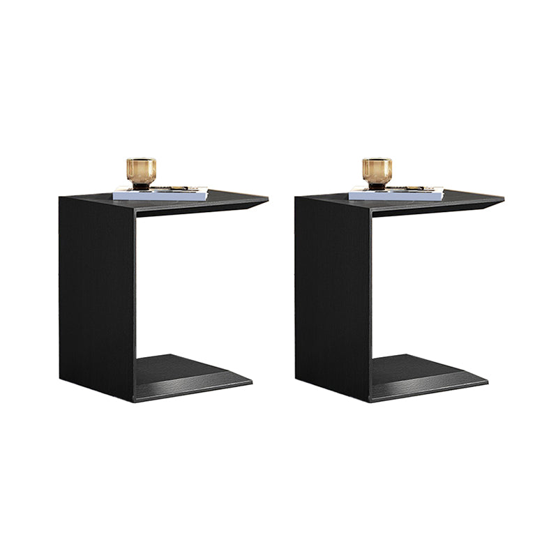 Contemporary Wood End Table Rectangular C-shape Sofa Side Accent Table