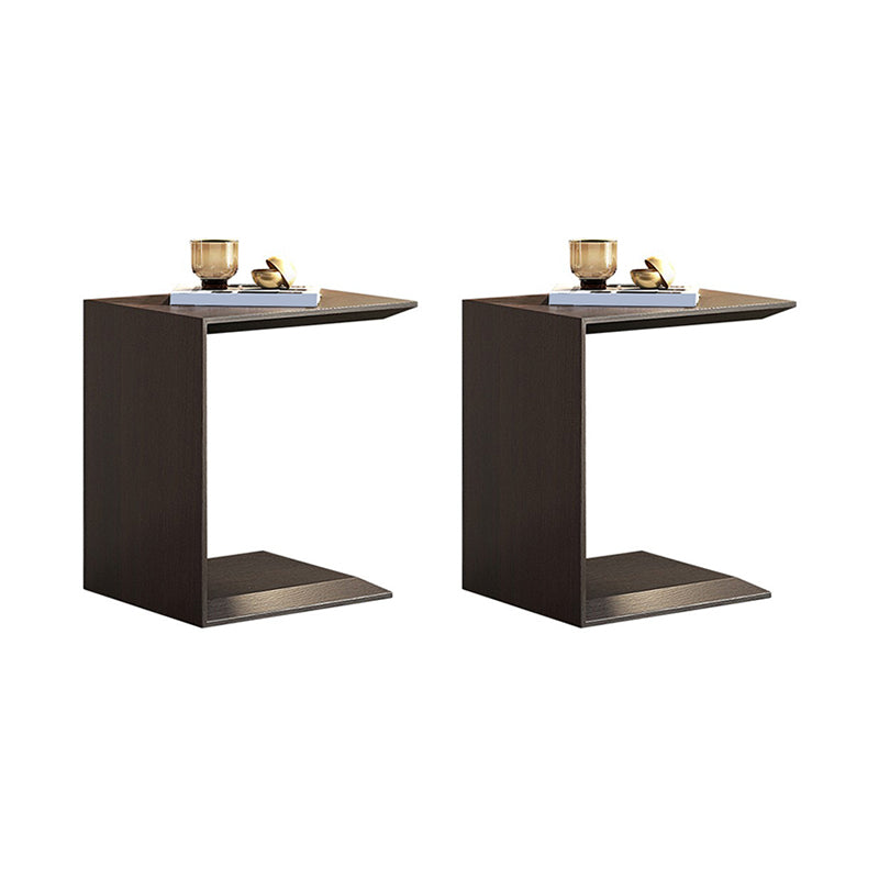 Contemporary Wood End Table Rectangular C-shape Sofa Side Accent Table