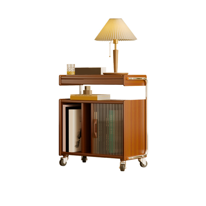 Mid Century Modern Side Table Double Tier Wood Accent Side Table with Shelf