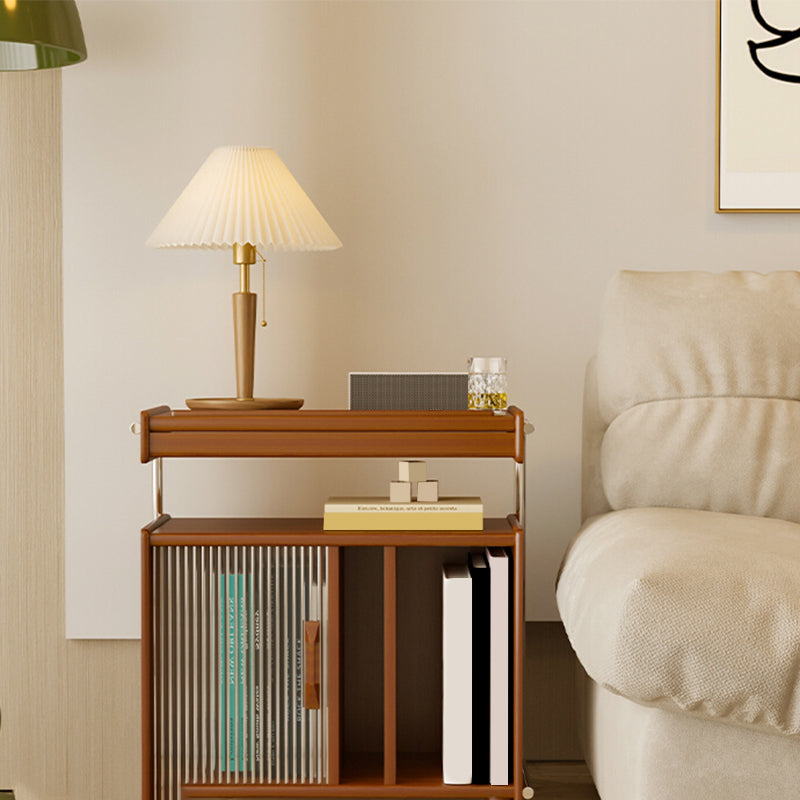 Mid Century Modern Side Table Double Tier Wood Accent Side Table with Shelf