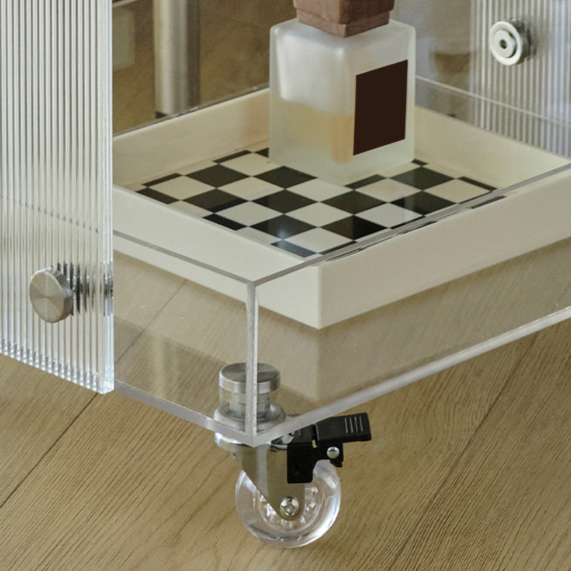 Modern Plastic Rectangular End Table Double Tier Corner Table with Storage