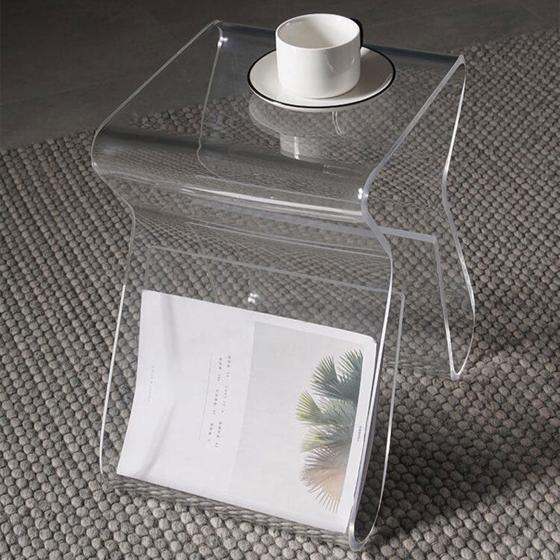 Ultra-Modern Side Table Acrylic Pedestal Accent Side Table for Living Room