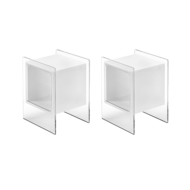 Modernistic Plastic Rectangular End Table Double Tier Corner Table with Storage