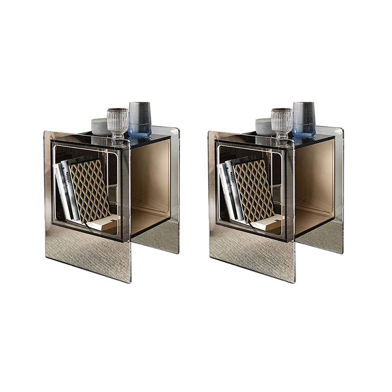 Modernistic Plastic Rectangular End Table Double Tier Corner Table with Storage