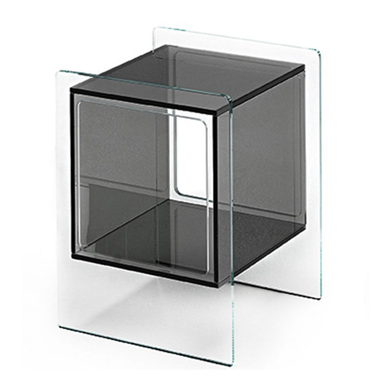 Modernistic Plastic Rectangular End Table Double Tier Corner Table with Storage