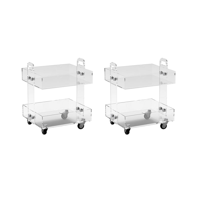 Ultra-Modern Plastic Rectangular End Table Double Tier Corner Table with Storage