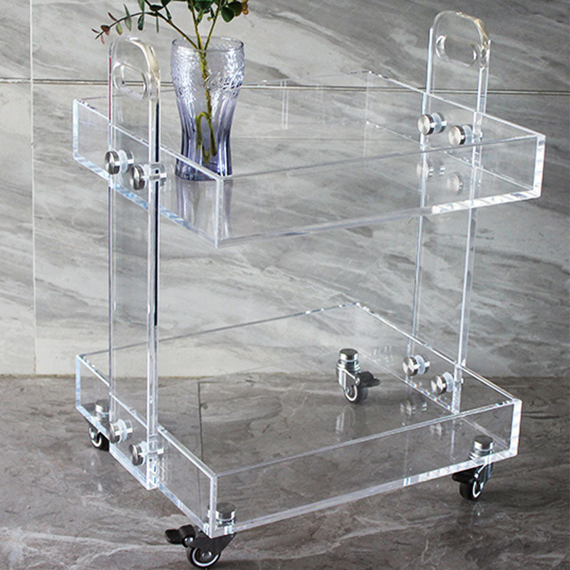 Ultra-Modern Plastic Rectangular End Table Double Tier Corner Table with Storage