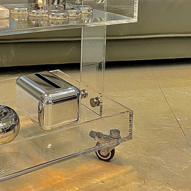 Ultra-Modern Plastic Rectangular End Table Double Tier Corner Table with Storage