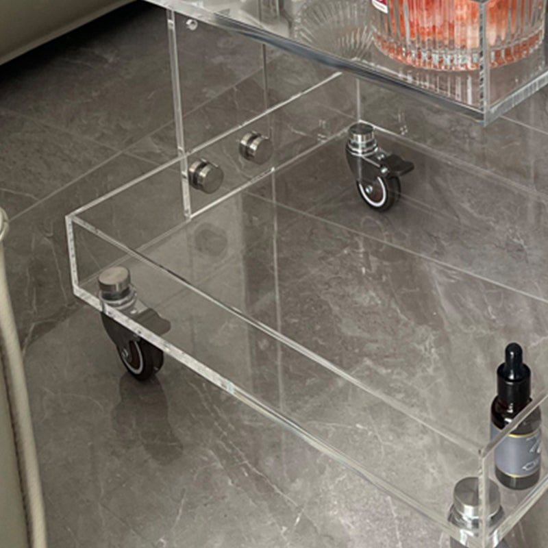 Ultra-Modern Plastic Rectangular End Table Double Tier Corner Table with Storage