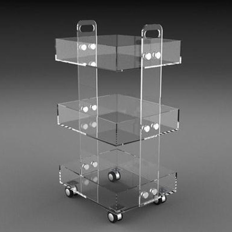 Ultra-Modern Plastic Rectangular End Table Double Tier Corner Table with Storage