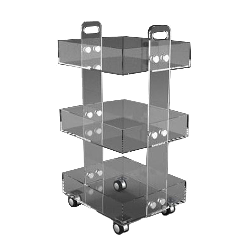 Ultra-Modern Plastic Rectangular End Table Double Tier Corner Table with Storage