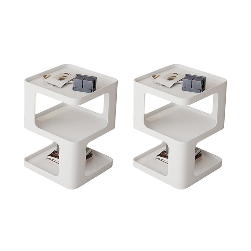 Ultra-Modern Side End Snack Table with Metal Shelves Bedroom Side Table