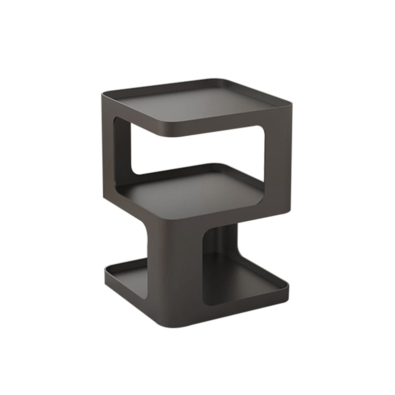Ultra-Modern Side End Snack Table with Metal Shelves Bedroom Side Table