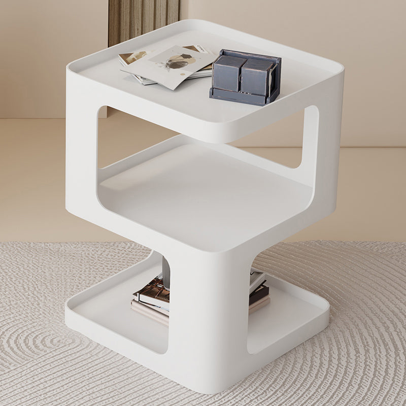 Ultra-Modern Side End Snack Table with Metal Shelves Bedroom Side Table