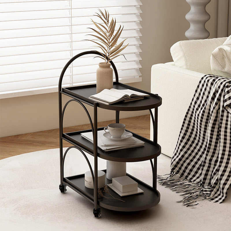 Oval 3-Tier End Table with Casters Modern Side Table with Wheels