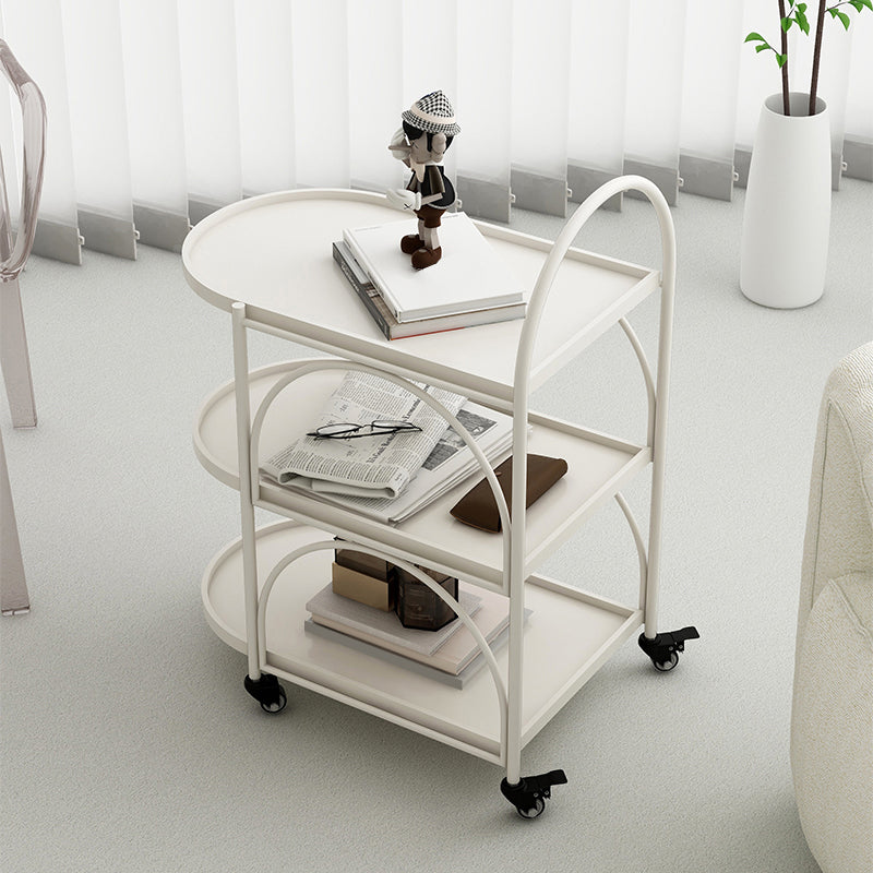Oval 3-Tier End Table with Casters Modern Side Table with Wheels