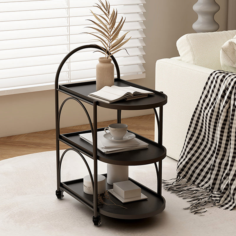 Oval 3-Tier End Table with Casters Modern Side Table with Wheels