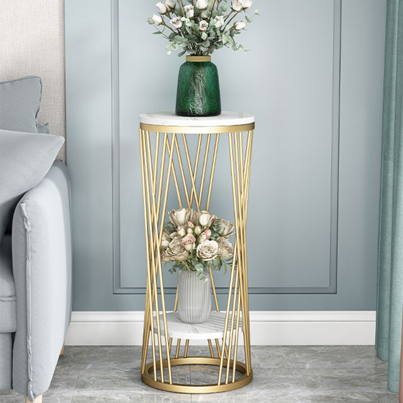 Mid-Century Contemporary Solid Marble Round/Square Frame Living Room Side End Table