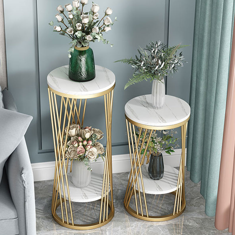 Mid-Century Contemporary Solid Marble Round/Square Frame Living Room Side End Table