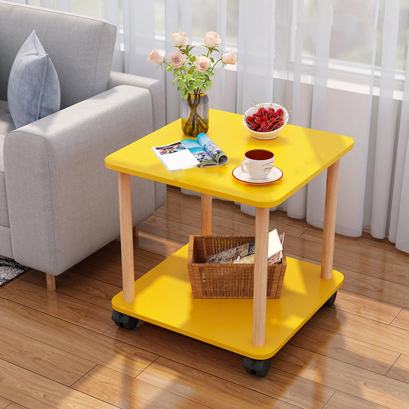 Wood 4 Legs End Table Modern Side End Snack Table for Living Room