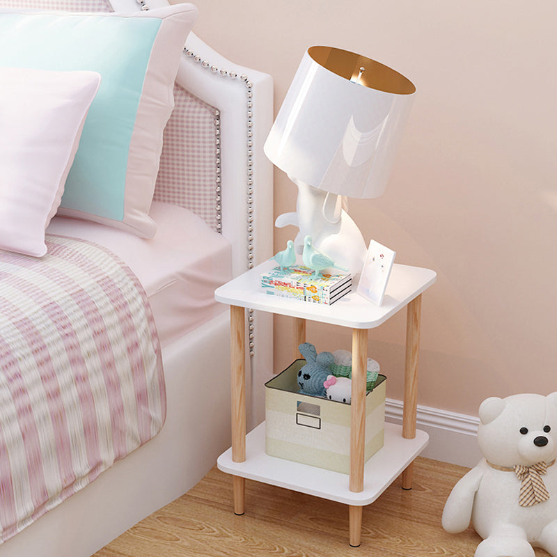 Wood 4 Legs End Table Modern Side End Snack Table for Living Room