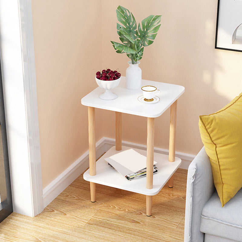 Wood 4 Legs End Table Modern Side End Snack Table for Living Room