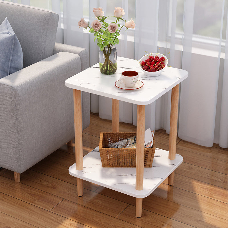 Wood 4 Legs End Table Modern Side End Snack Table for Living Room