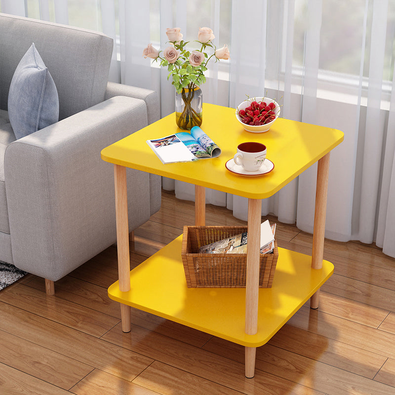 Wood 4 Legs End Table Modern Side End Snack Table for Living Room