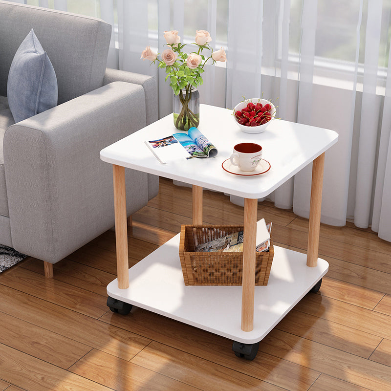 Wood 4 Legs End Table Modern Side End Snack Table for Living Room