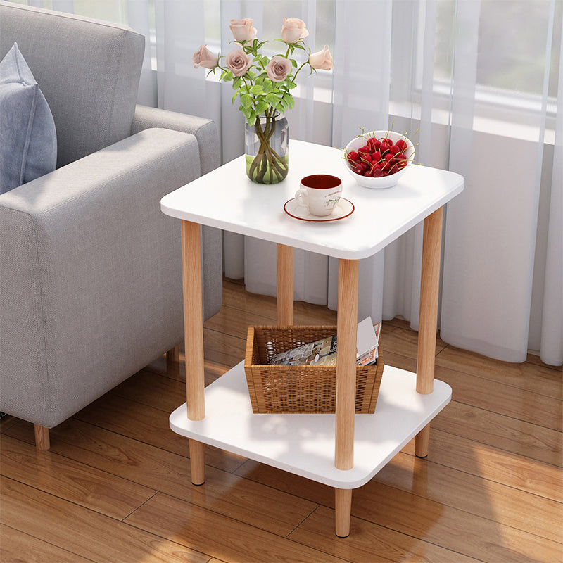Wood 4 Legs End Table Modern Side End Snack Table for Living Room