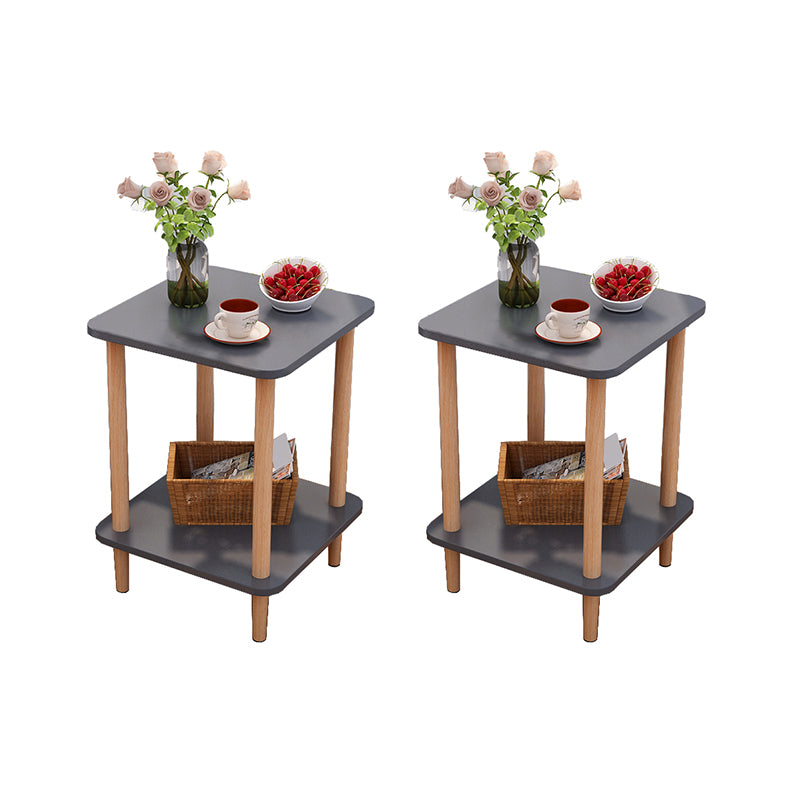 Wood 4 Legs End Table Modern Side End Snack Table for Living Room