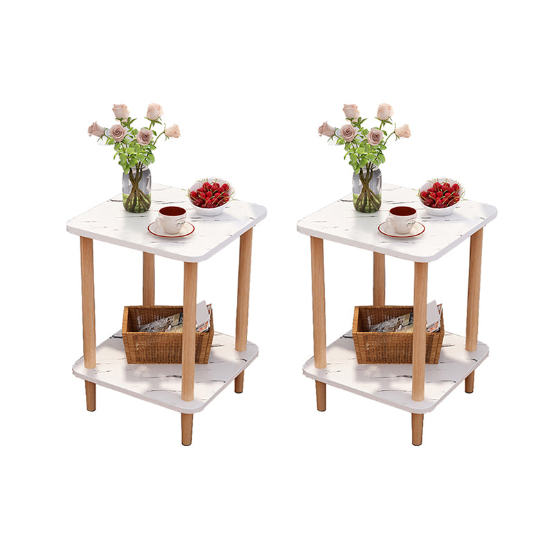 Wood 4 Legs End Table Modern Side End Snack Table for Living Room